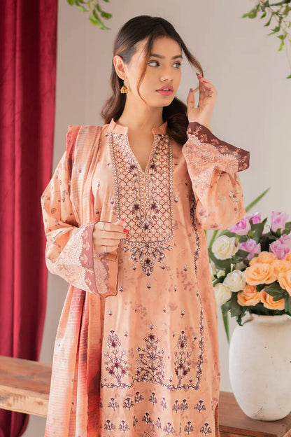 3 Piece - Embroidered Lawn - 8674