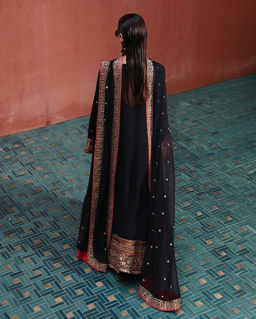 Mushq | Hemline Nuvera Raw Silk Formal | Carmine Jewel