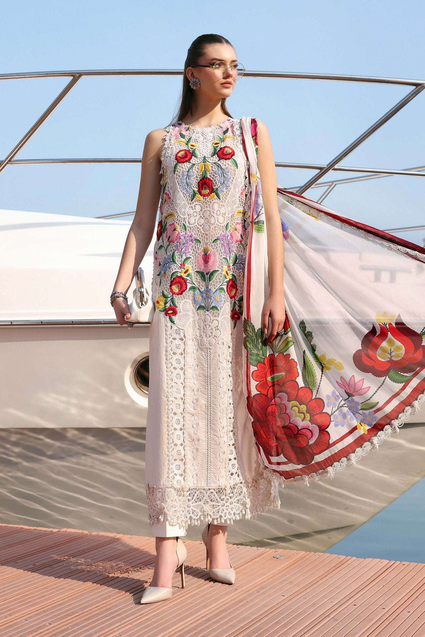 Maria.B | 3 Piece Unstitched Embroidered Jacquard Lawn Suit | D02610A