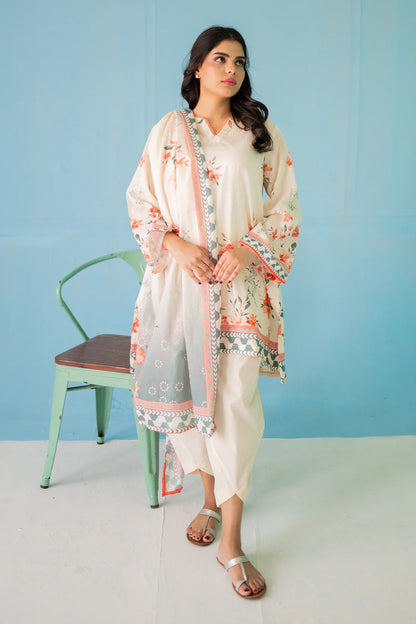 3 Piece Digitally Printed Lawn - 9010