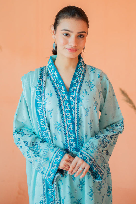 3 Piece Digitally Printed Lawn - 9011