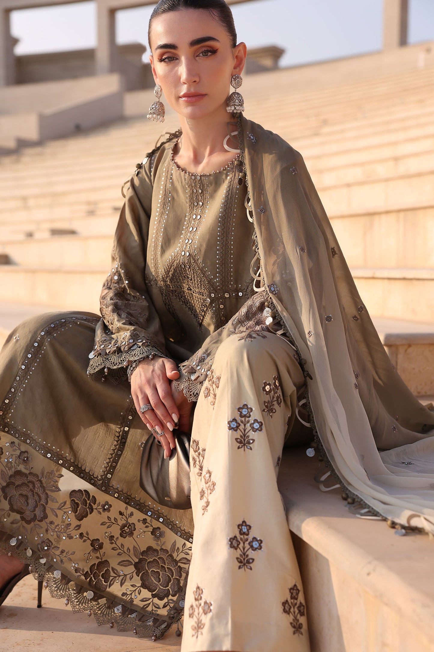 Maria.B | 3 Piece Unstitched Embroidered Jacquard Lawn Suit | D02601B