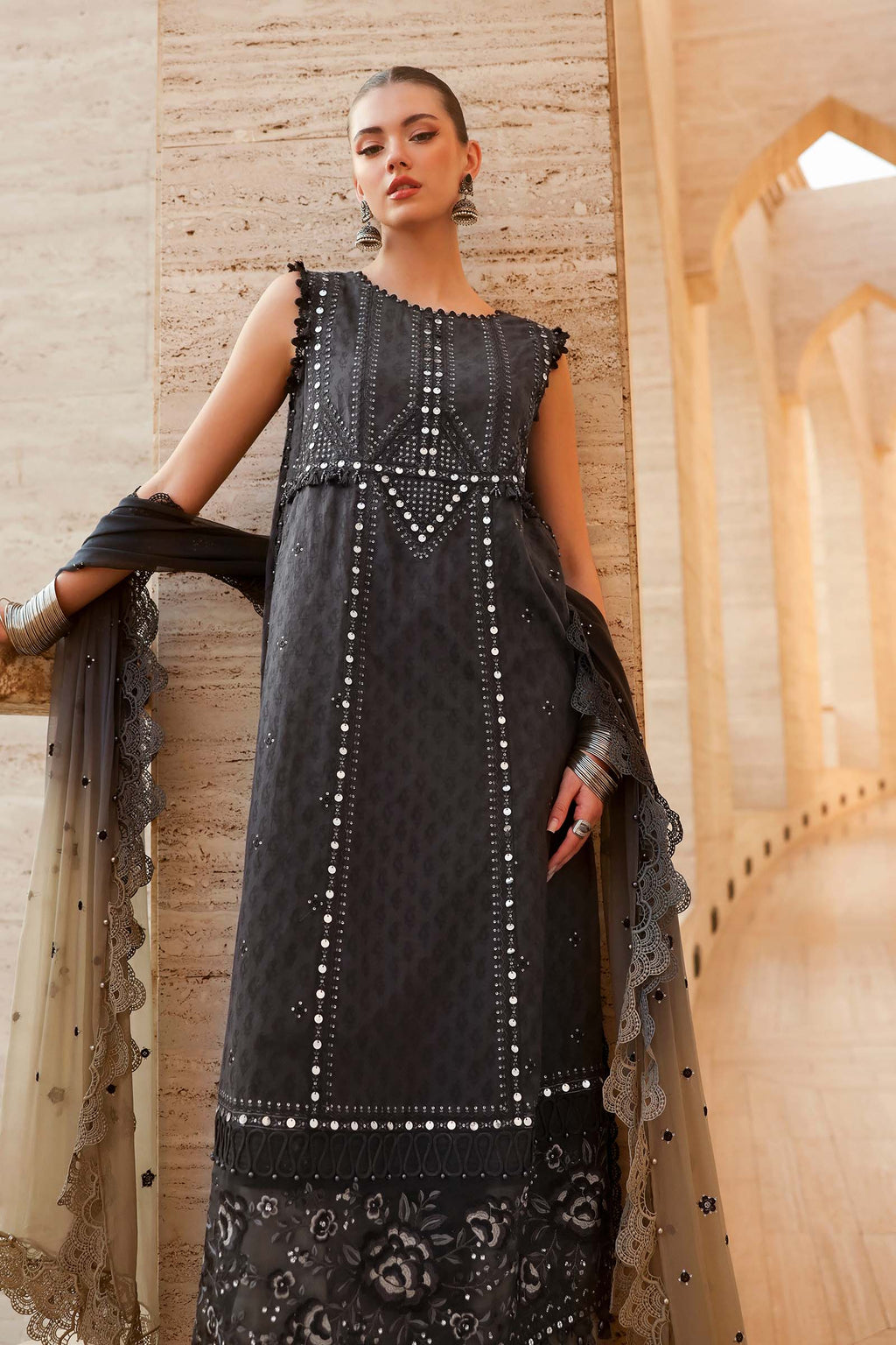 Maria.B | 3 Piece Unstitched Embroidered Jacquard Lawn Suit | D02602B