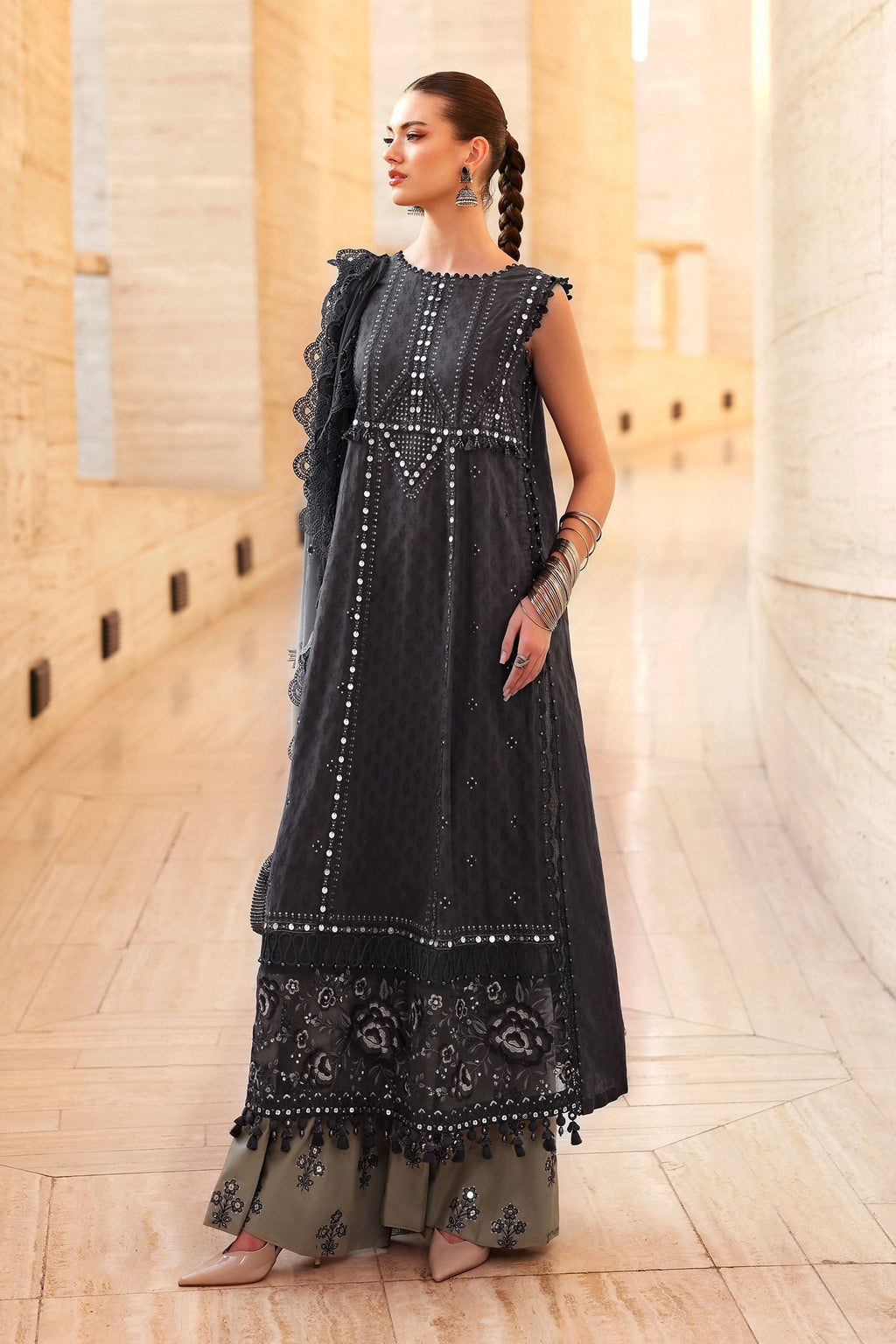 Maria.B | 3 Piece Unstitched Embroidered Jacquard Lawn Suit | D02602B