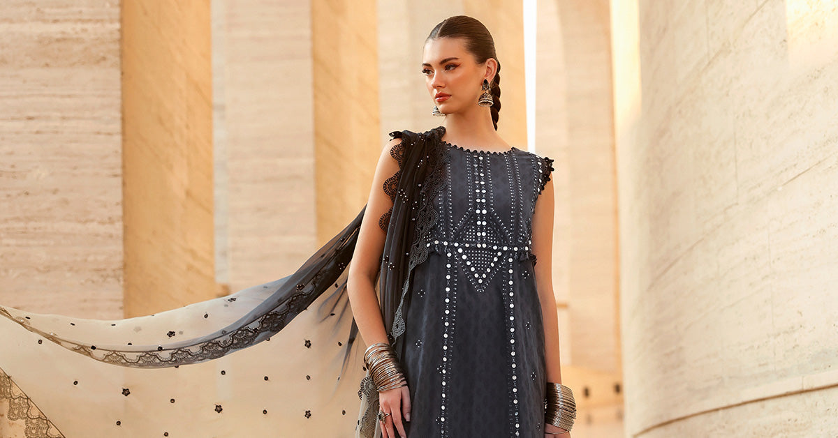 Maria.B | 3 Piece Unstitched Embroidered Jacquard Lawn Suit | D02602B