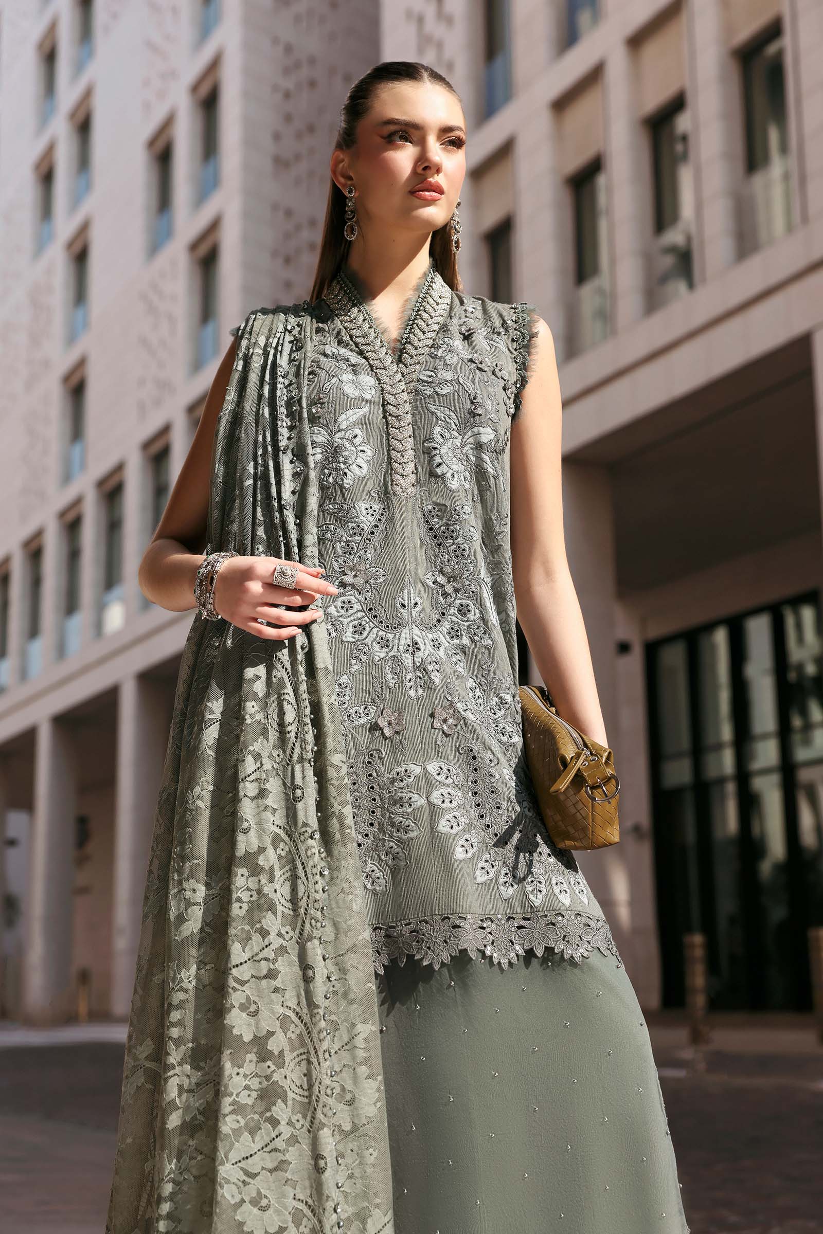Maria.B | 3 Piece Unstitched Embroidered Lawn Karandi Suit | D02603B