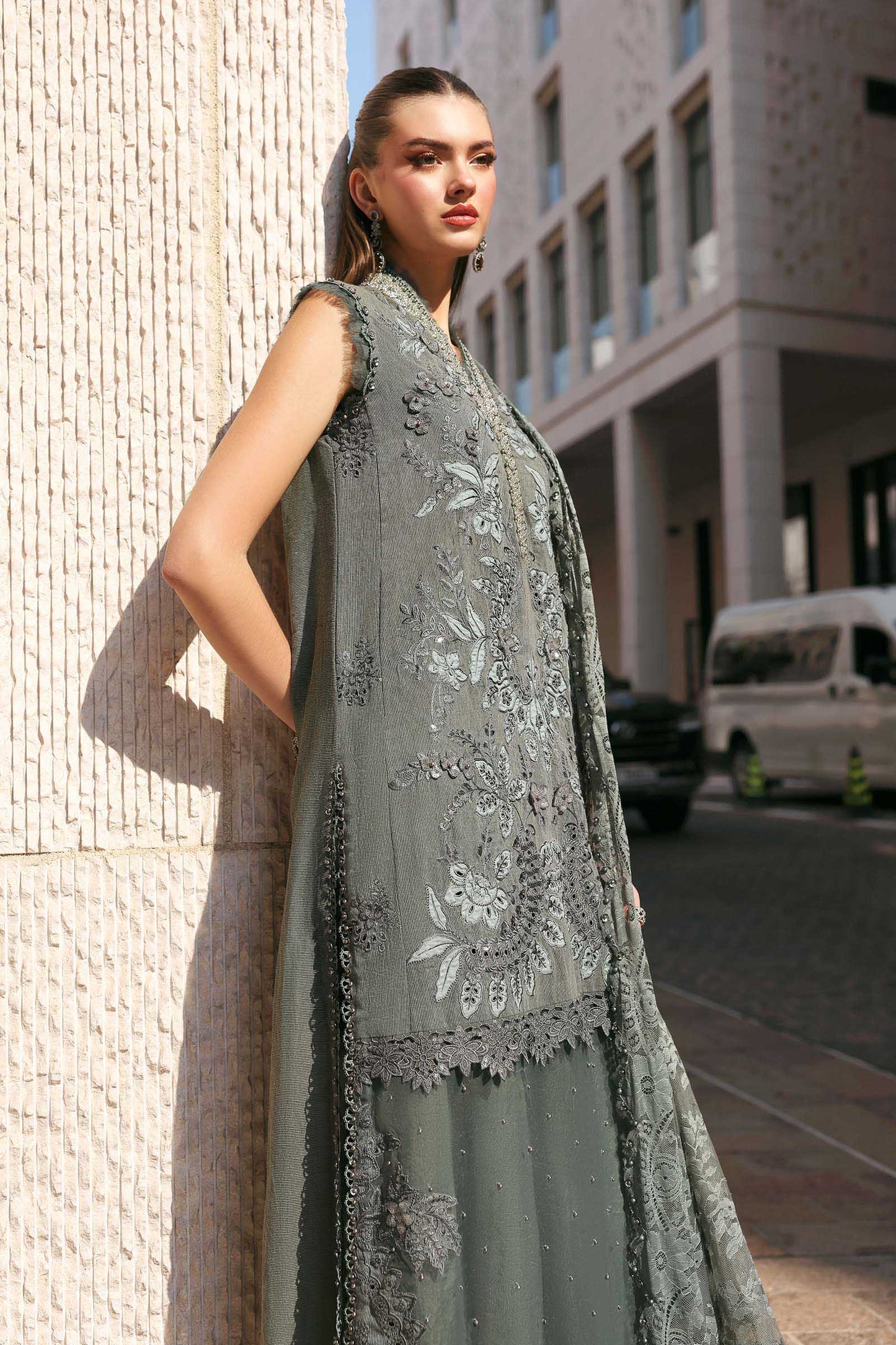 Maria.B | 3 Piece Unstitched Embroidered Lawn Karandi Suit | D02603B
