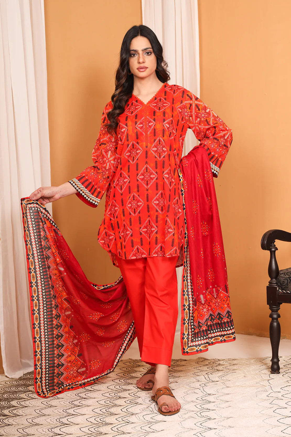 3 Piece Digitally Printed Lawn - 7782