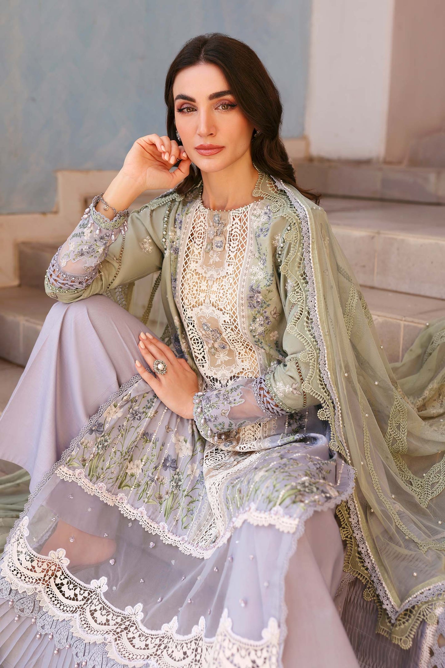 Maria.B | 3 Piece Unstitched Embroidered Lawn Suit  | D02606B