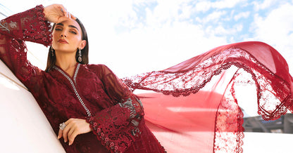 Maria.B | 3 Piece Unstitched Embroidered Net Suit  | D02607A