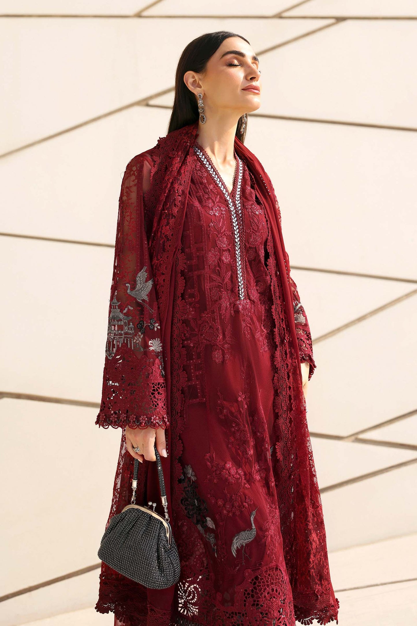Maria.B | 3 Piece Unstitched Embroidered Net Suit  | D02607A