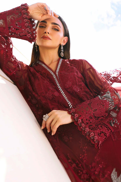 Maria.B | 3 Piece Unstitched Embroidered Net Suit  | D02607A
