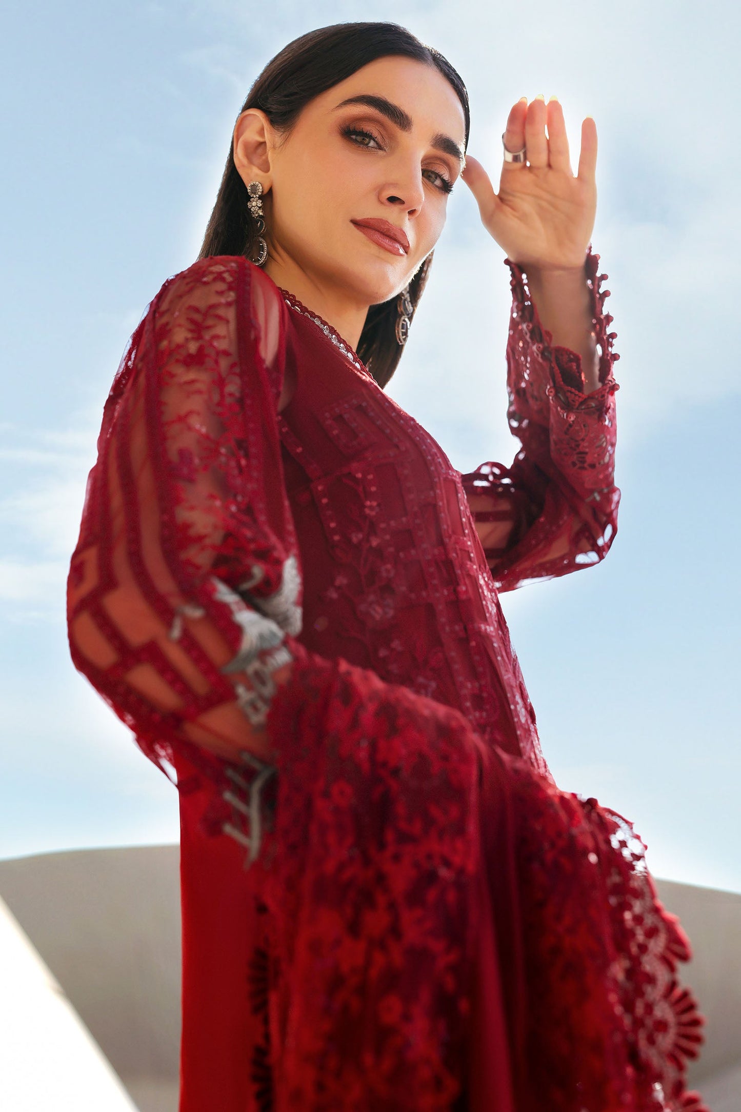 Maria.B | 3 Piece Unstitched Embroidered Net Suit  | D02607A