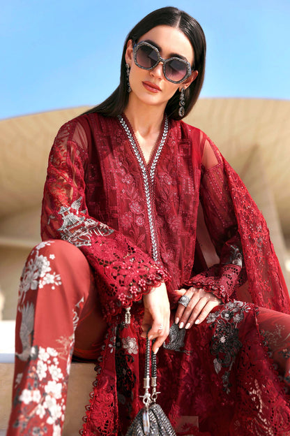Maria.B | 3 Piece Unstitched Embroidered Net Suit  | D02607A