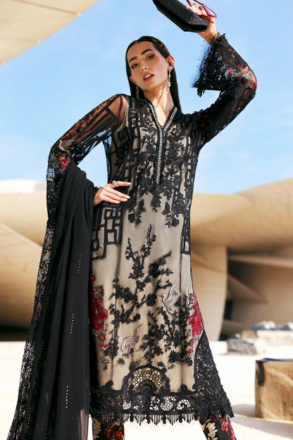 Maria.B | 3 Piece Unstitched Embroidered Net Suit  | D02607B