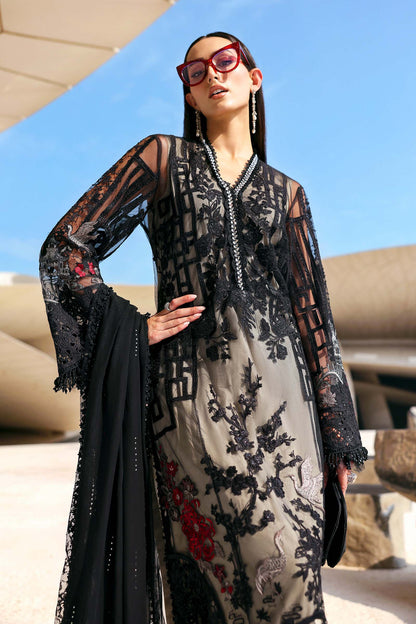 Maria.B | 3 Piece Unstitched Embroidered Net Suit  | D02607B