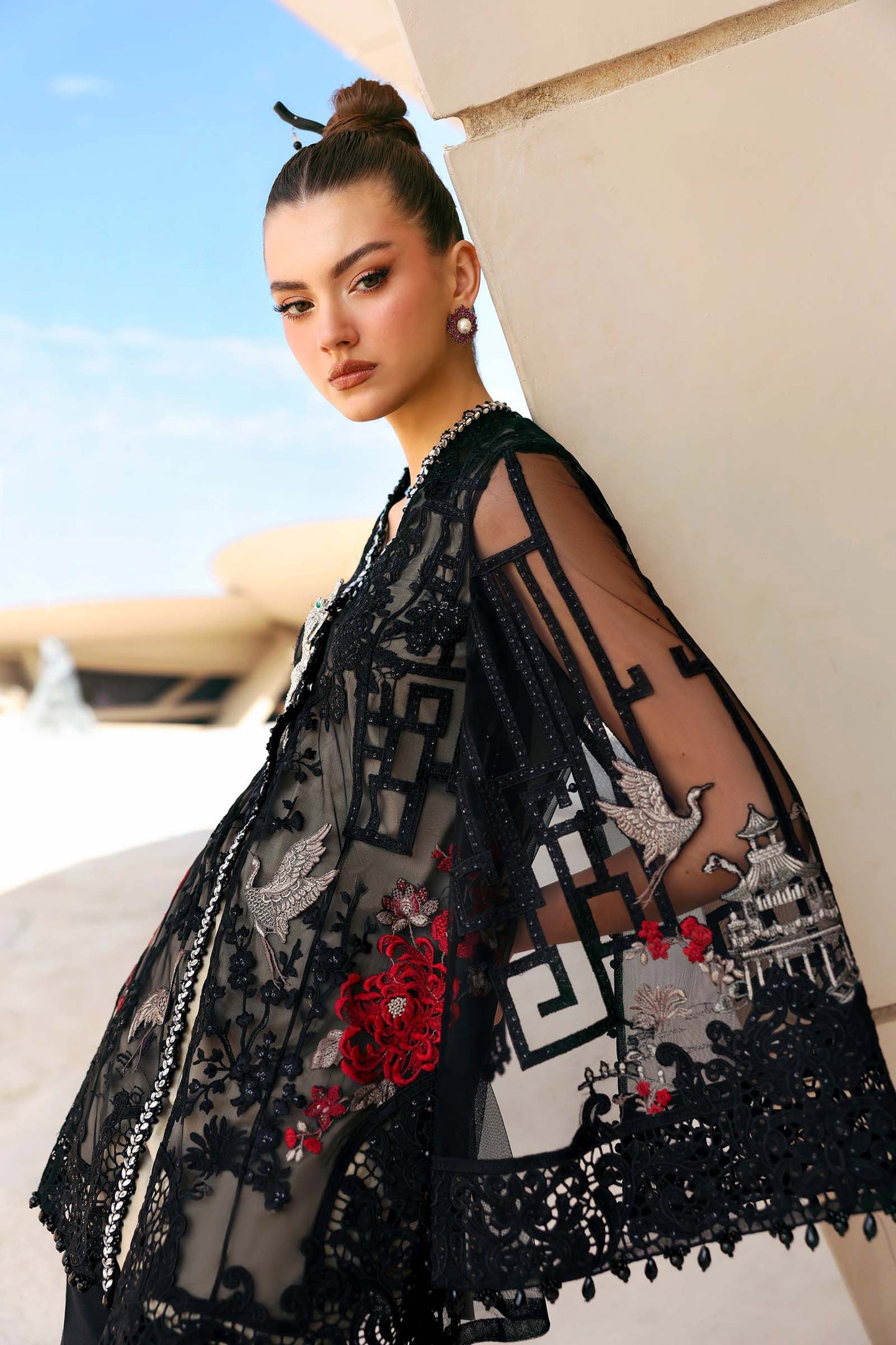 Maria.B | 3 Piece Unstitched Embroidered Net Suit  | D02607B