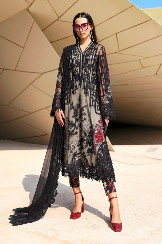 Maria.B | 3 Piece Unstitched Embroidered Net Suit  | D02607B