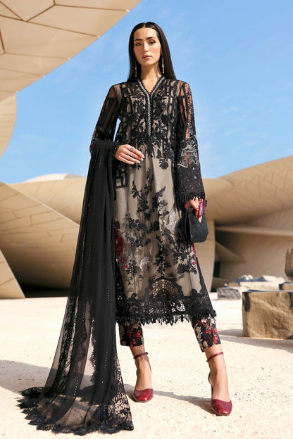 Maria.B | 3 Piece Unstitched Embroidered Net Suit  | D02607B