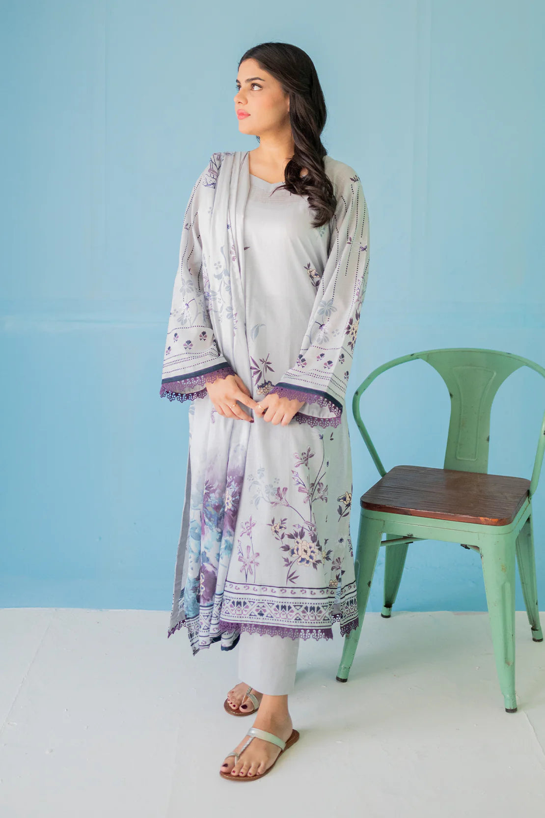 3 Piece Digitally Printed Lawn - 9007