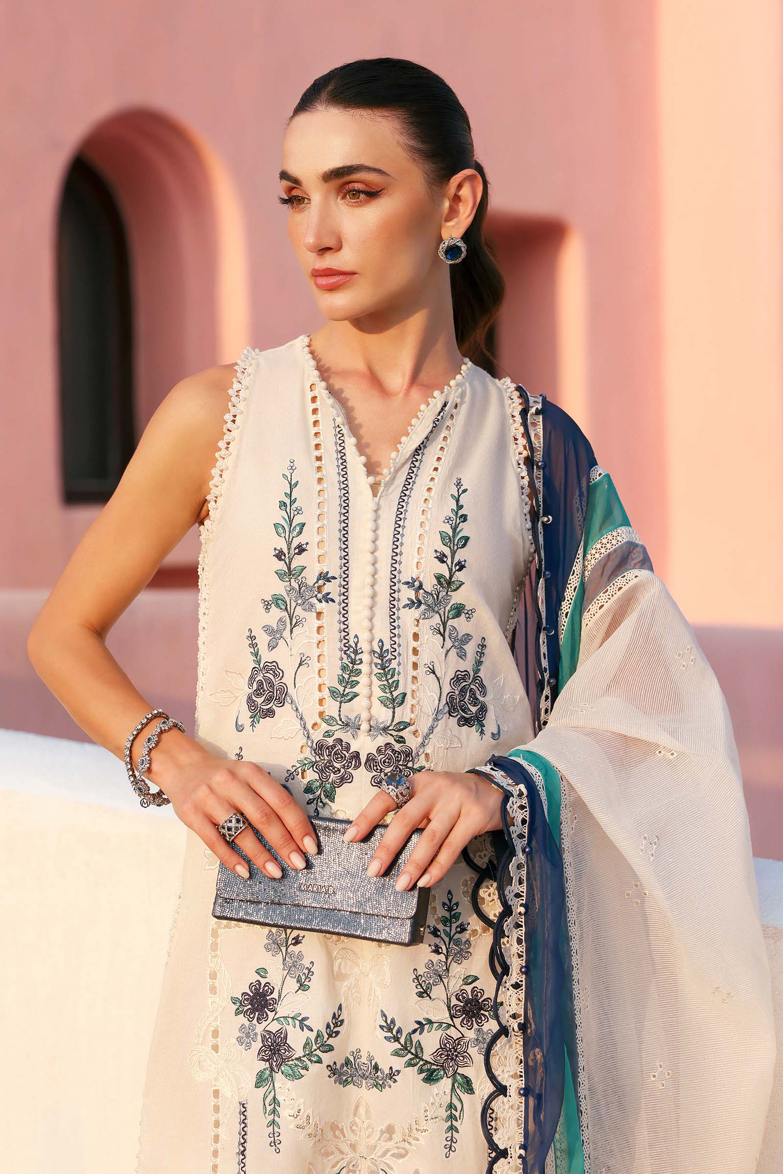 Maria.B | 3 Piece Unstitched Embroidered Jacquard Lawn Suit | D02609B