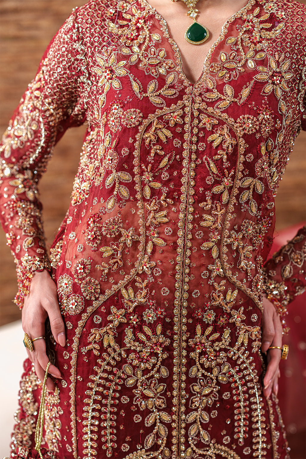 Emaan Adeel | Starlit Jewels Chiffon | Ruby Veil