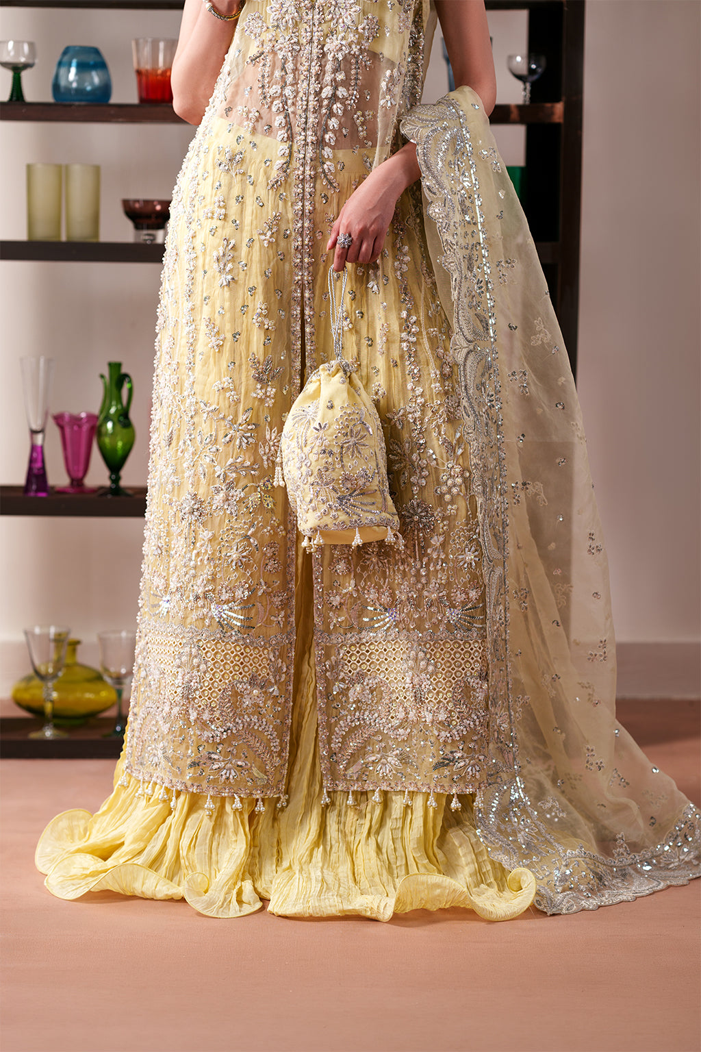 Emaan Adeel | Starlit Jewels Chiffon | Lemon Quartz