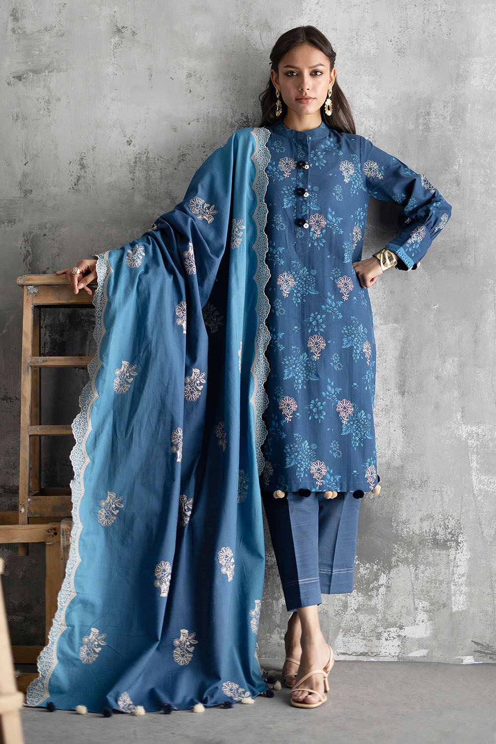 Gul Ahmad | Embroidered Printed Khaddar Winter | K-62065