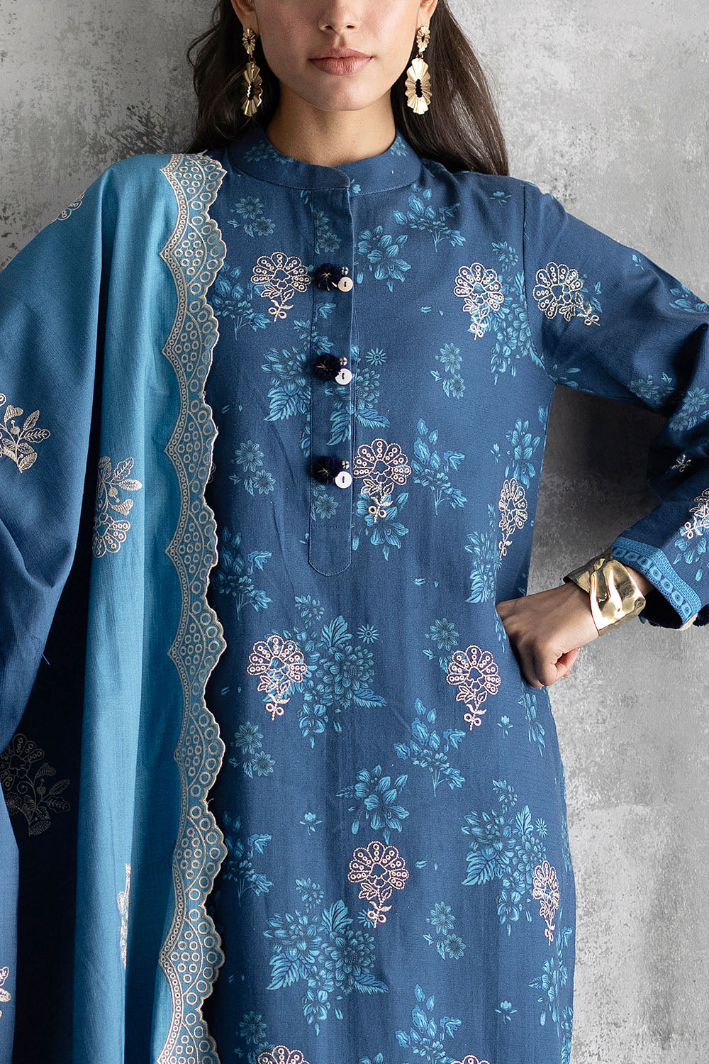 Gul Ahmad | Embroidered Printed Khaddar Winter | K-62065