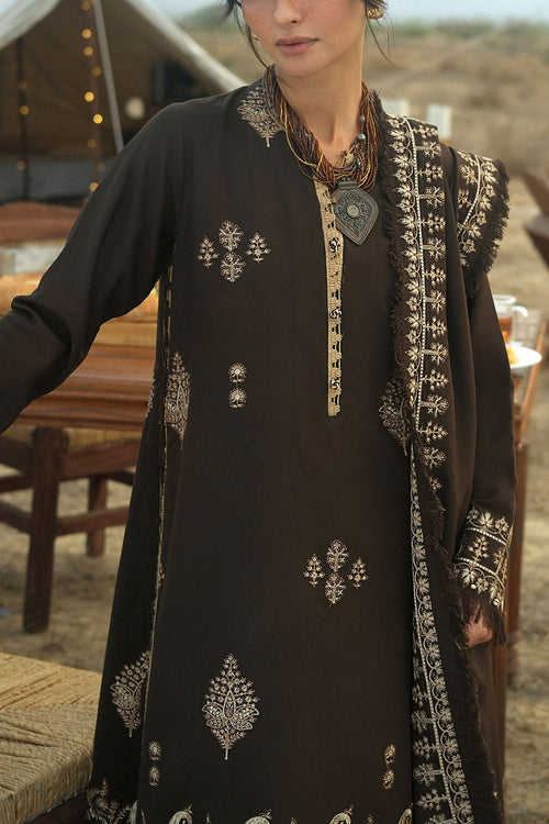 3 Piece Embroidered Karandi Suit with Embroidered Karandi Dupatta