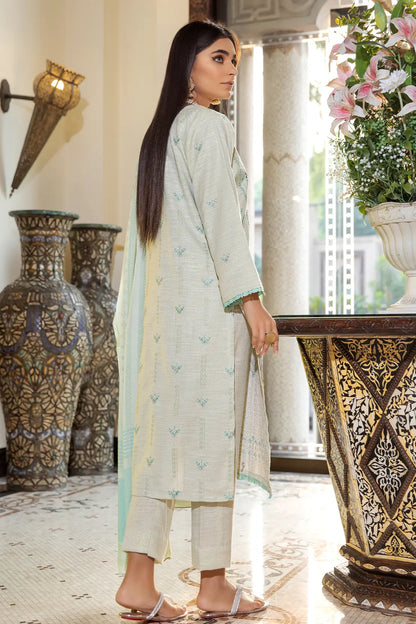 3 Piece – Luxury Embroidered Slub Zari Peach – 403