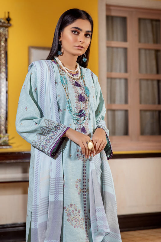3 Piece – Luxury Embroidered Slub Zari Peach – 405