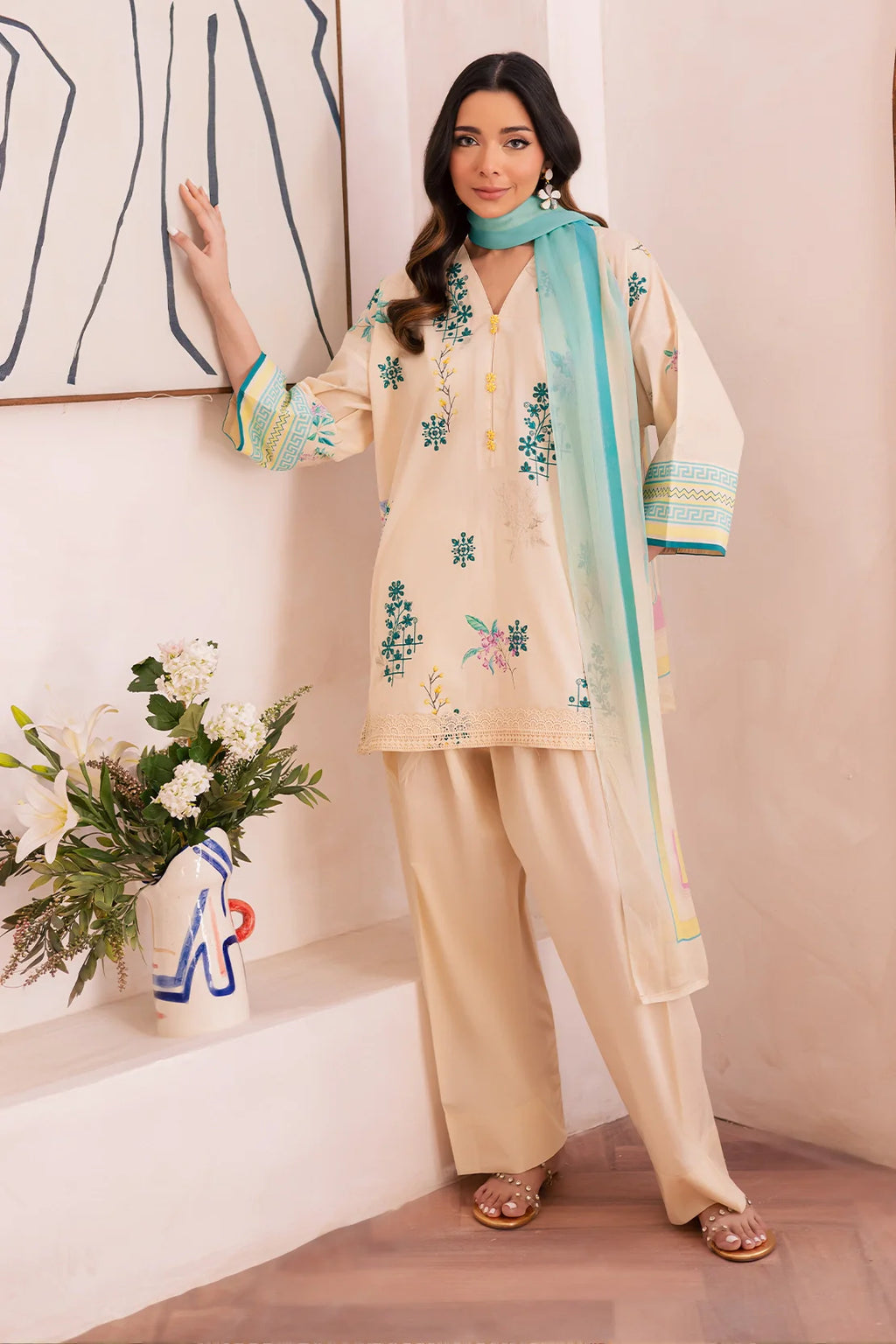 Rashid Textile | Floral Oasis Embroidered Lawn | 030