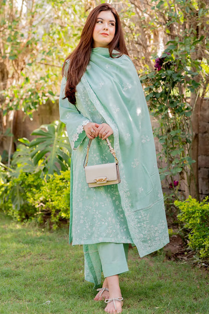 3 Piece - Embroidered Chikankari Lawn - W128