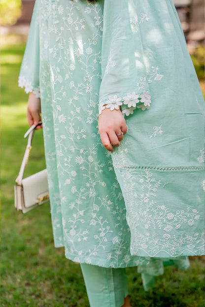 3 Piece - Embroidered Chikankari Lawn - W128