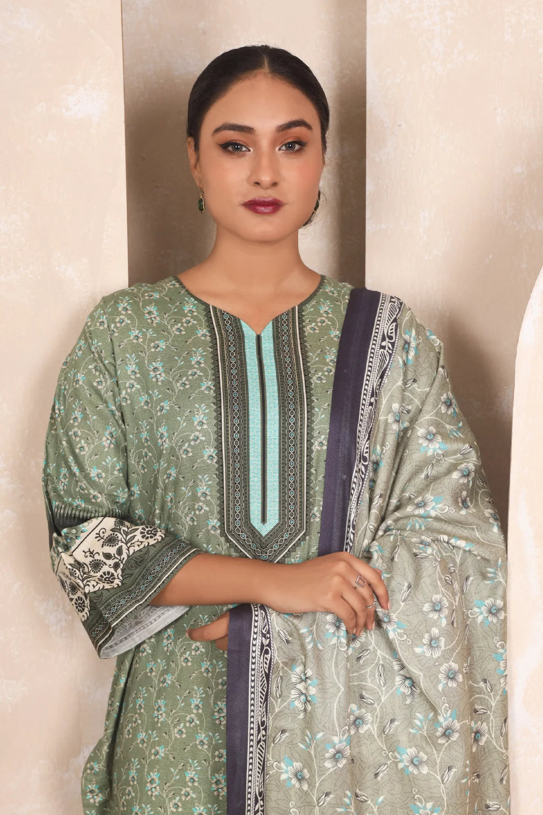 3 PIECE - PREMIUM PRINTED KHADDAR - 4049-B