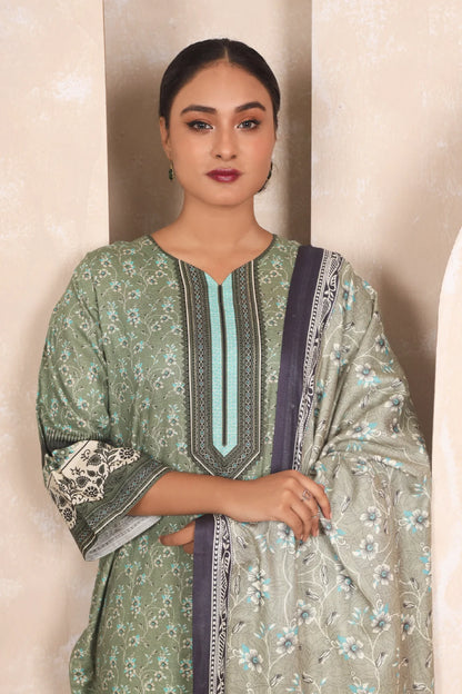 3 PIECE - PREMIUM PRINTED KHADDAR - 4049-B