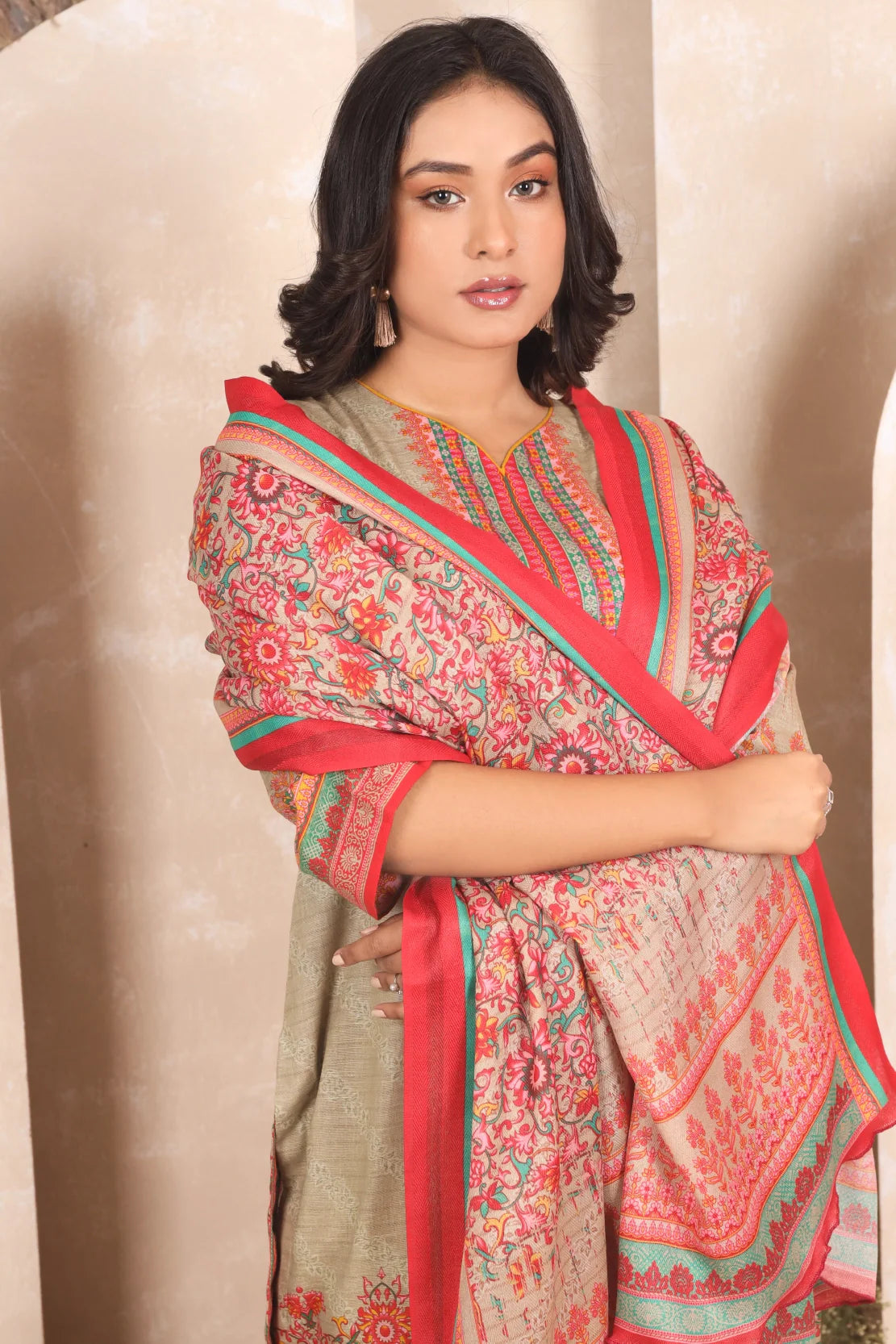 3 PIECE - PREMIUM PRINTED KHADDAR - 4043-B