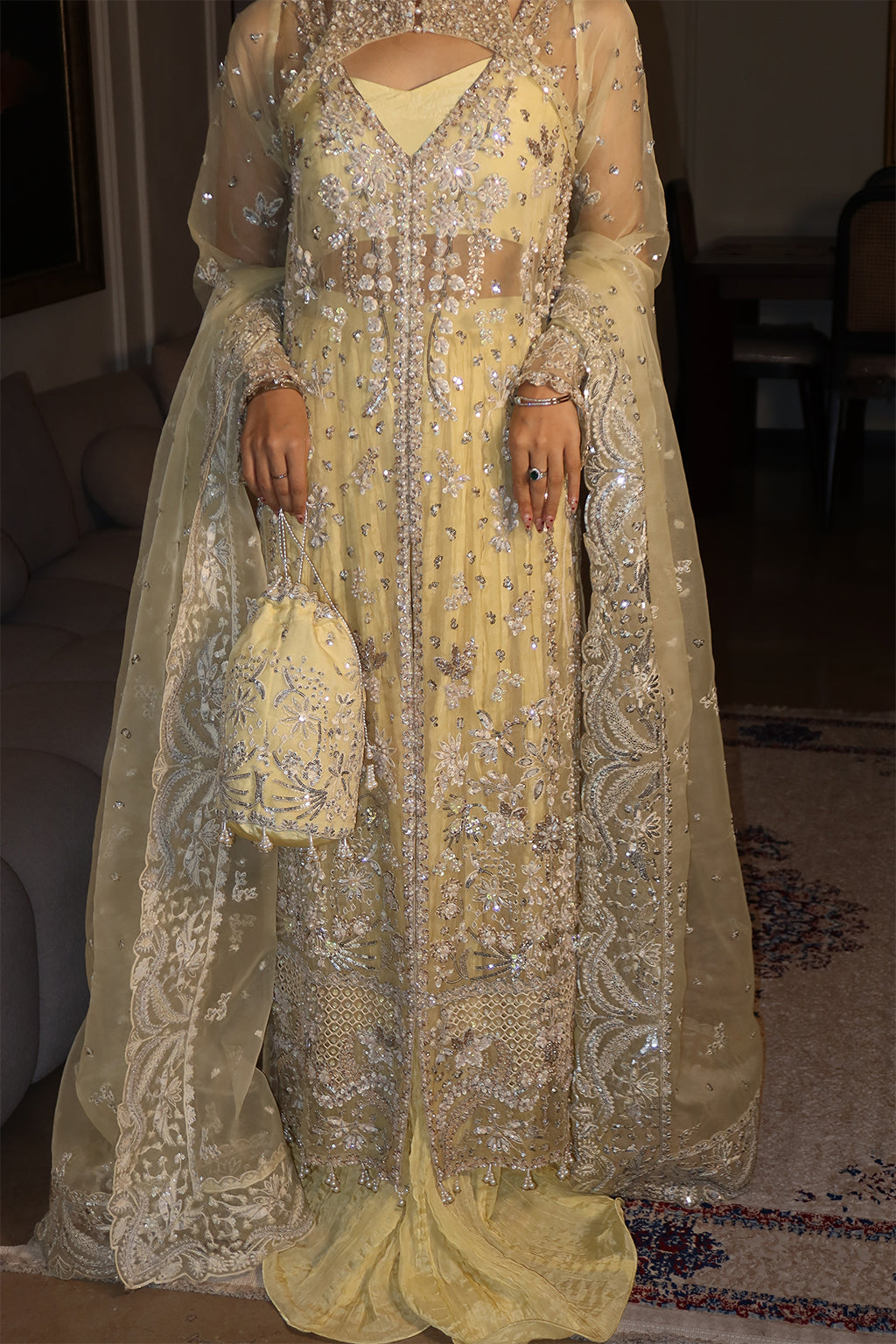 Emaan Adeel | Starlit Jewels Chiffon | Lemon Quartz