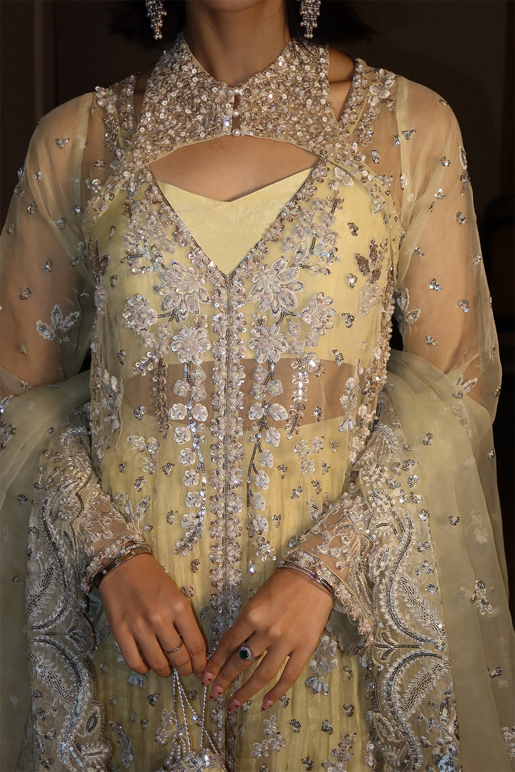Emaan Adeel | Starlit Jewels Chiffon | Lemon Quartz