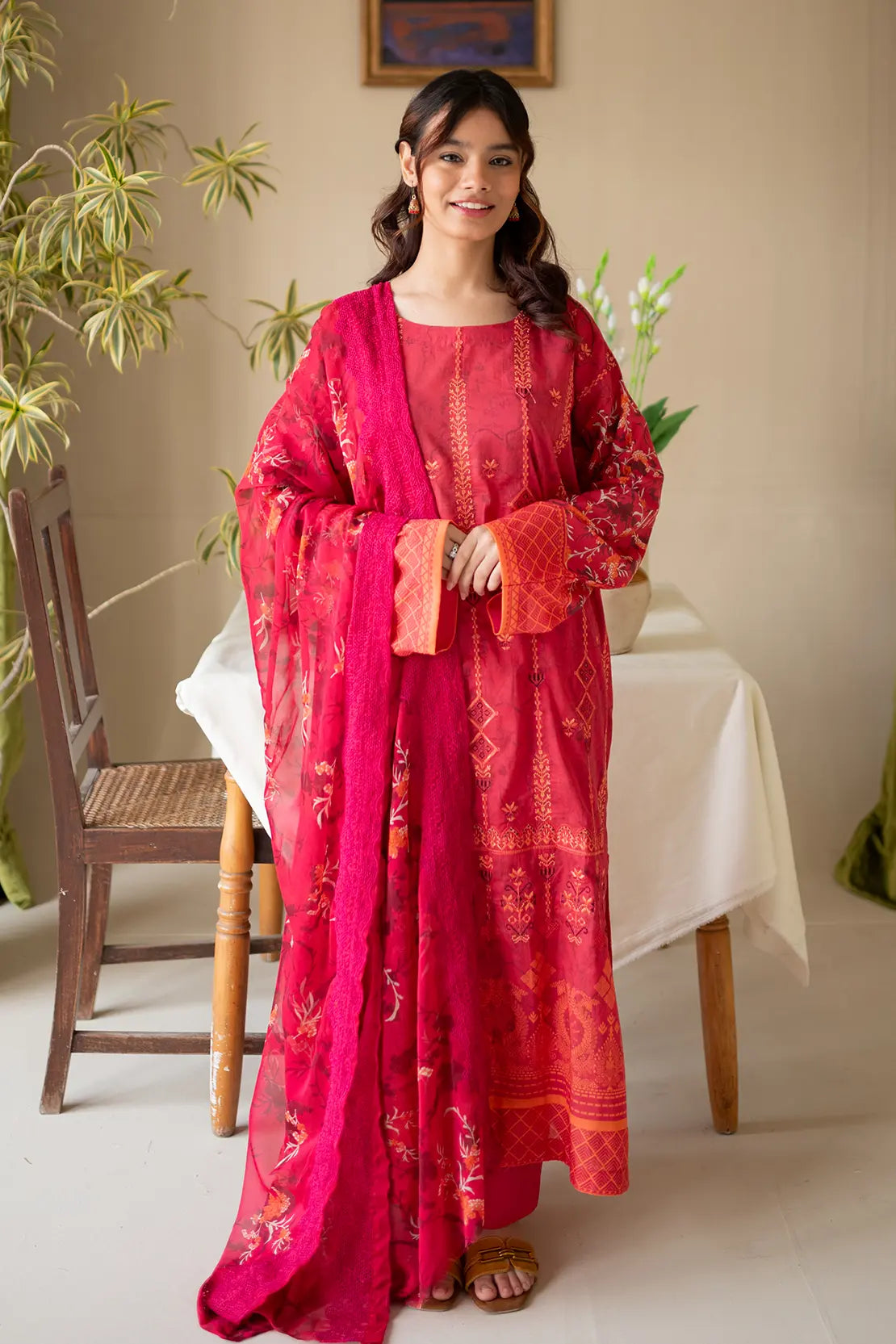 3 Piece - Embroidered Luxury Lawn - 8142