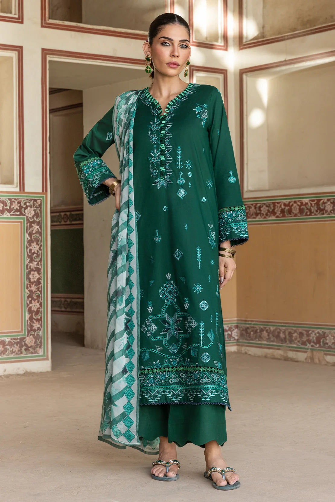Rashid Textile | Manzil Embroidered Lawn | 574