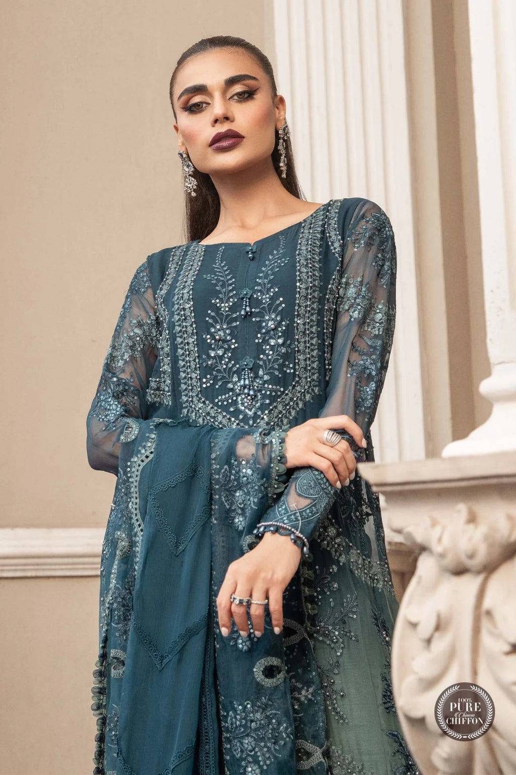 MARIA B | Chiffons | MPC-23-102 Teal Blue