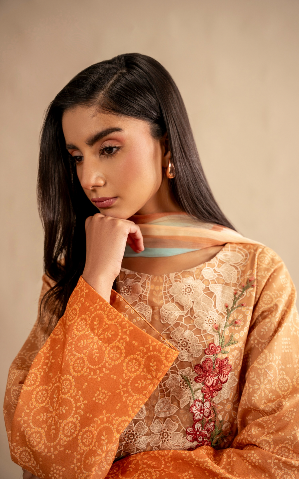 Asifa & Nabeel | Meraki 3 Pcs EMbroidered Lawn | Peach Sorbet MSSL-02
