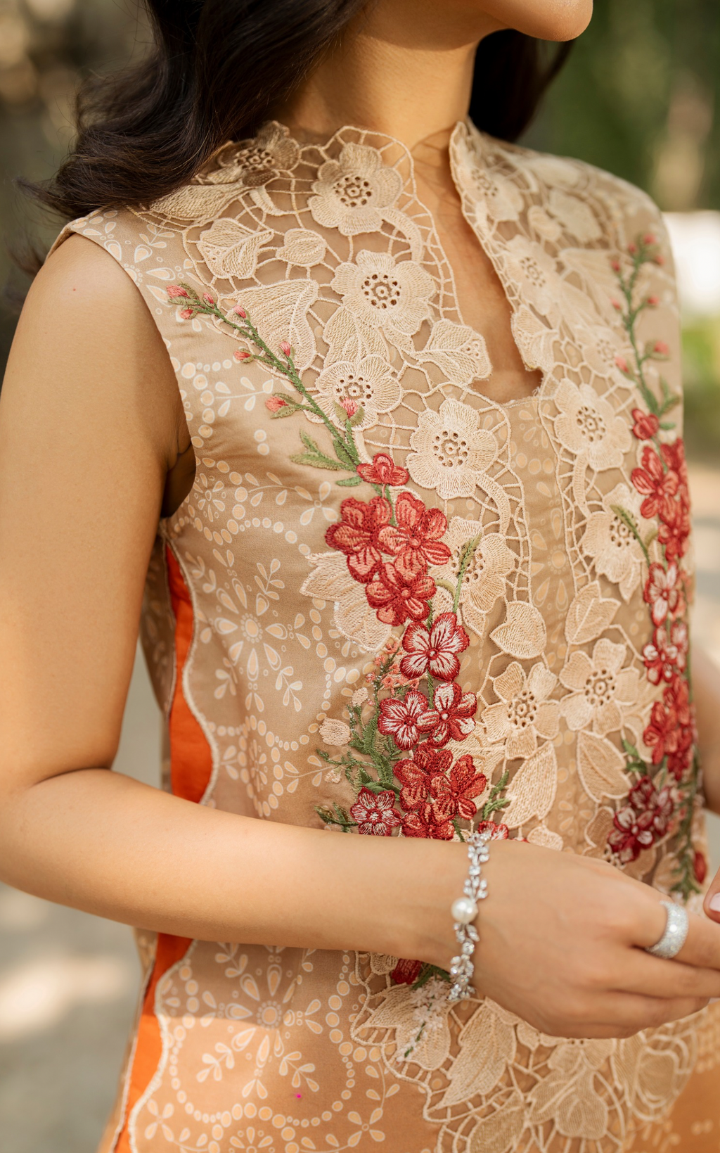 Asifa & Nabeel | Meraki 3 Pcs EMbroidered Lawn | Peach Sorbet MSSL-02