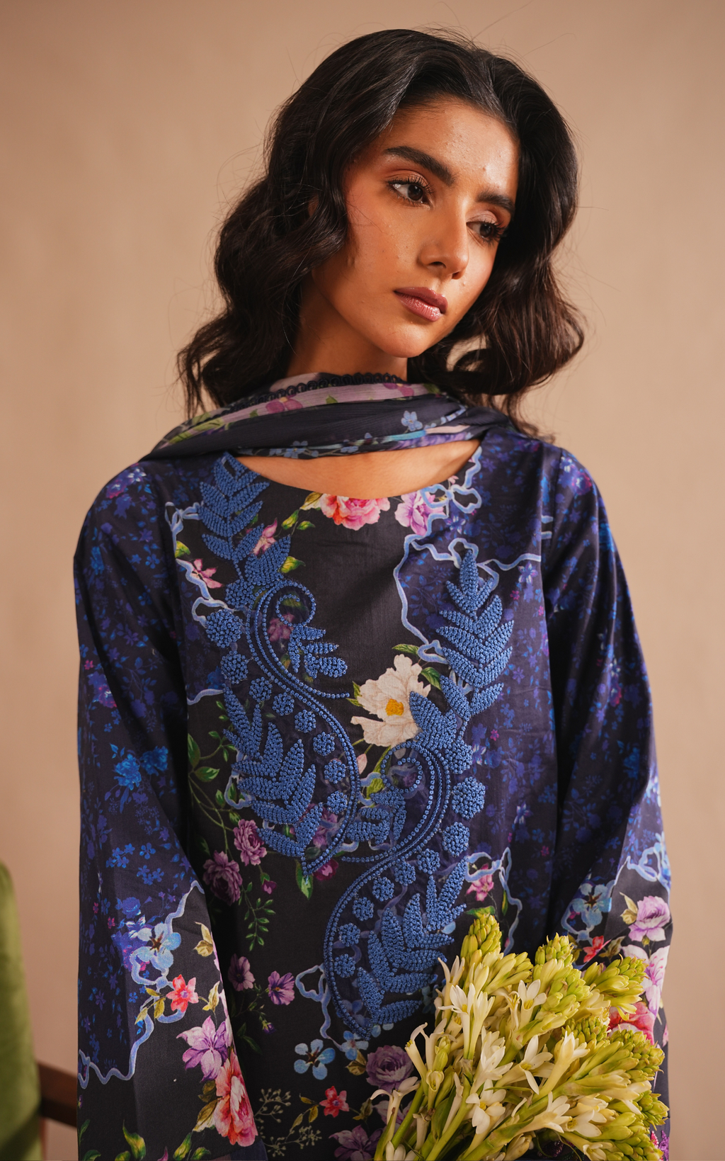 Asifa & Nabeel | Meraki 3 Pcs EMbroidered Lawn | Indigo Craft MSSL-04