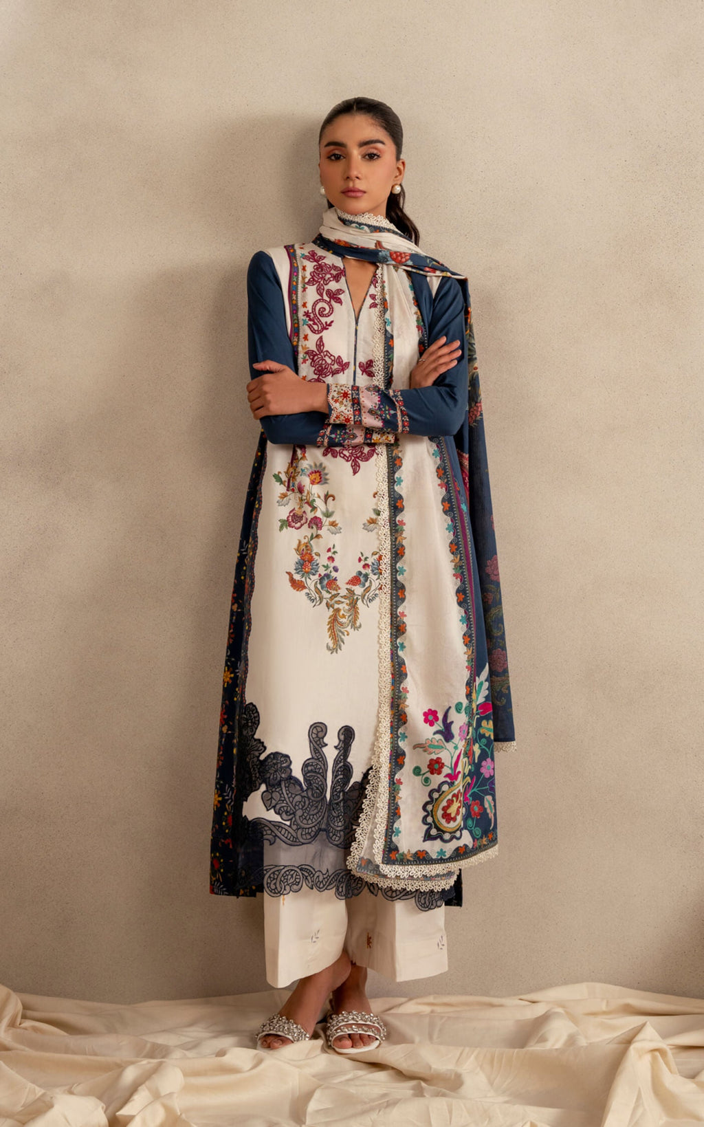 Asifa & Nabeel | Meraki 3 Pcs EMbroidered Lawn | Saffron Soul MSSL-10