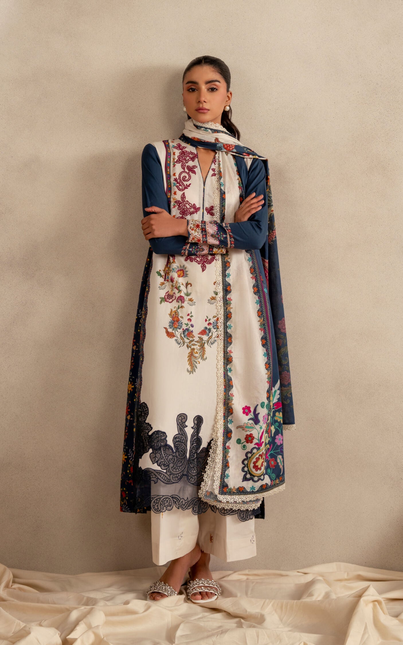 Asifa & Nabeel | Meraki 3 Pcs EMbroidered Lawn | Saffron Soul MSSL-10