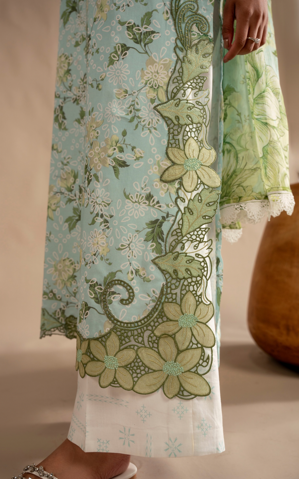 Asifa & Nabeel | Meraki 3 Pcs EMbroidered Lawn | Mint Mosaic MSSL-12