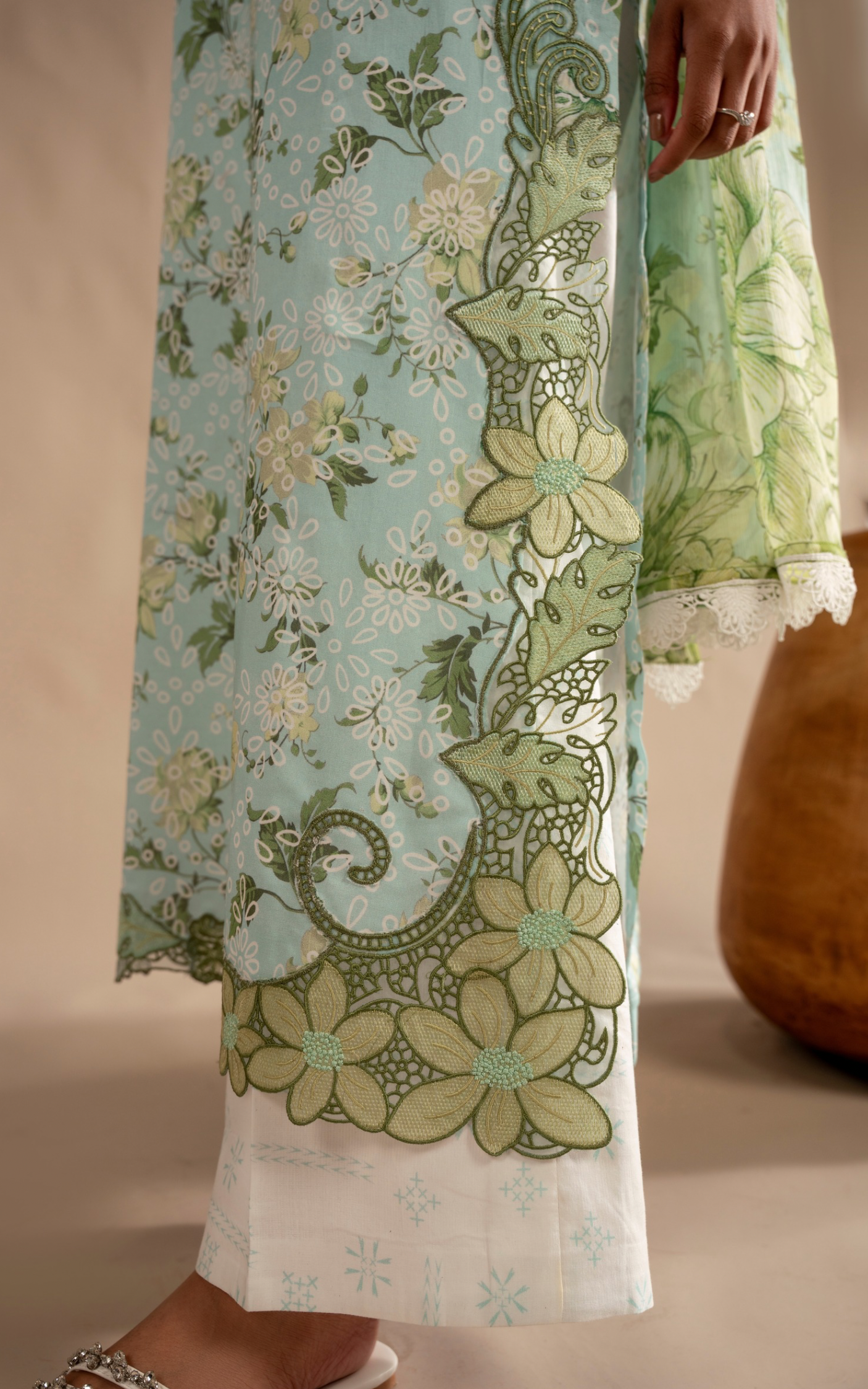 Asifa & Nabeel | Meraki 3 Pcs EMbroidered Lawn | Mint Mosaic MSSL-12